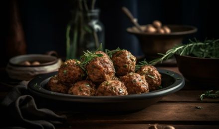 Delectable Greek keftedes - savory meatballs with herbs, fried t